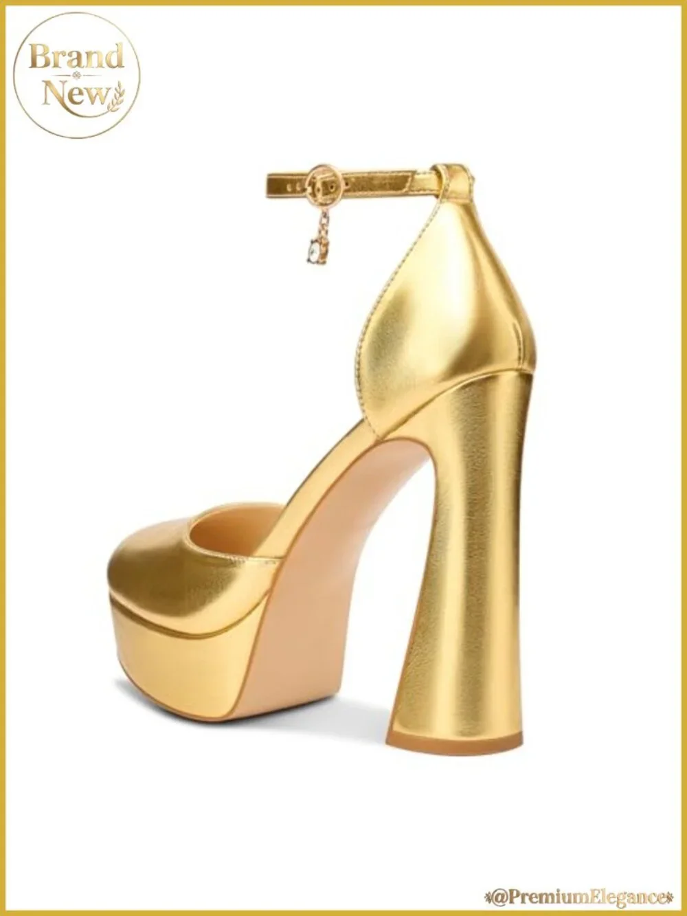 Women's Chunky Block High Platform Heel Round Toe Ankle Strap Pumps Party Heels